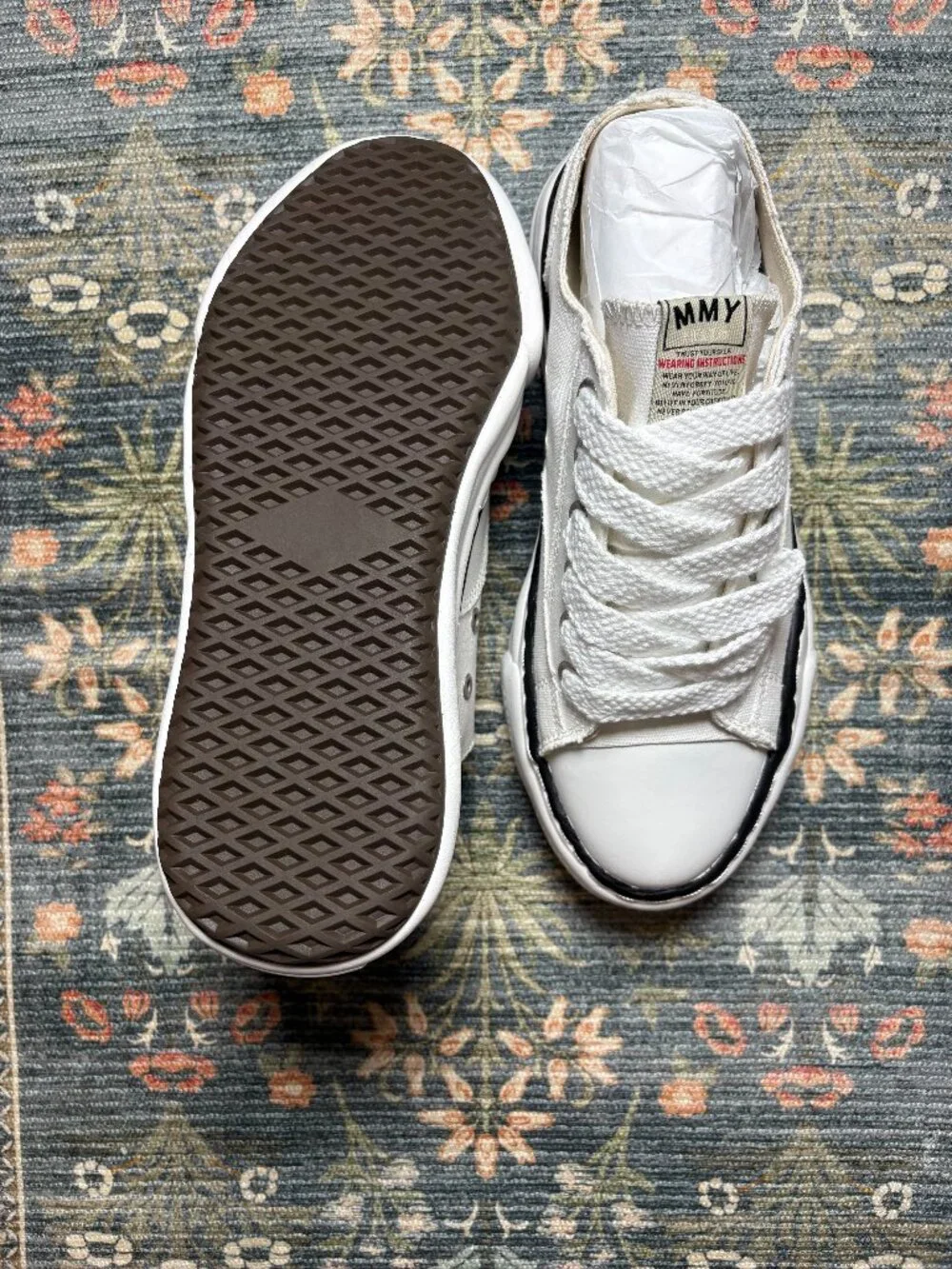 Maison Mihara Yasuhiro Blakey OG Sole Low — Triple White Canvas, EU 44 / US 11